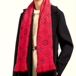 LOUIS VUITTON - Wool Silk Logomania Scarf (Rubis)